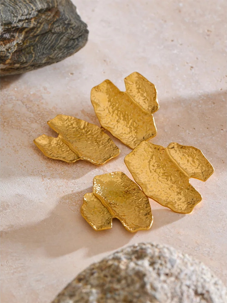 Hammer metal contemporary drop big earrings - product image