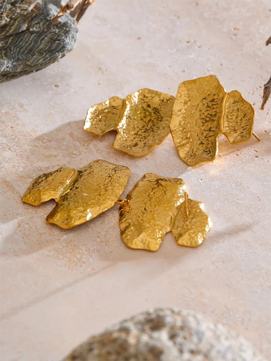 Hammer metal contemporary drop big earrings - product image