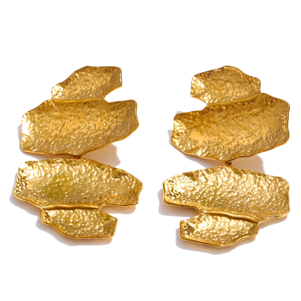 Hammer metal contemporary drop big earrings - product image