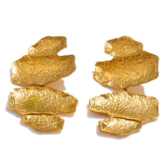 Hammer metal contemporary drop big earrings - product image