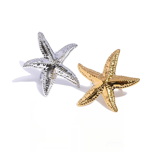 Hammer metal starfish adjustable ring summer fashion - product image