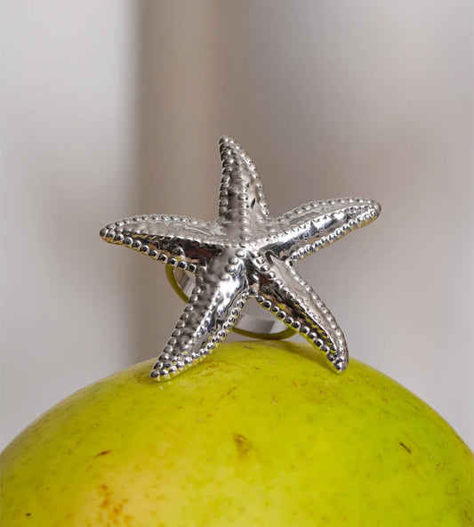 Hammer metal starfish adjustable ring summer fashion - product image