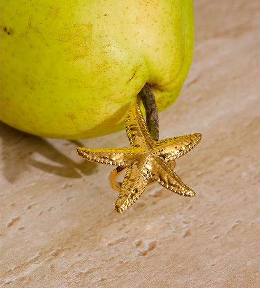 Hammer metal starfish adjustable ring summer fashion - product image