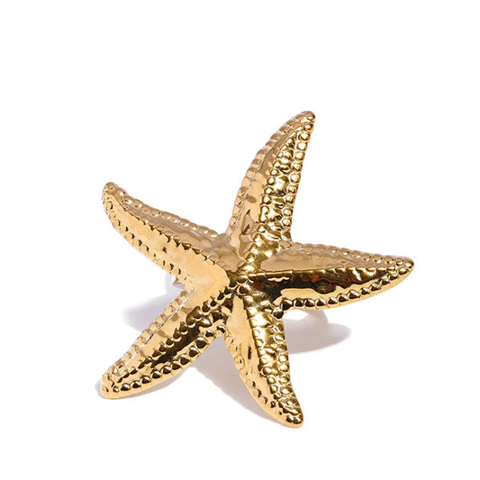 Hammer metal starfish adjustable ring summer fashion - product image