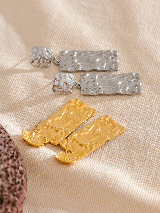 Hammer rectangle dangle drop earrings - product image