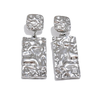 Hammer rectangle dangle drop earrings - product image