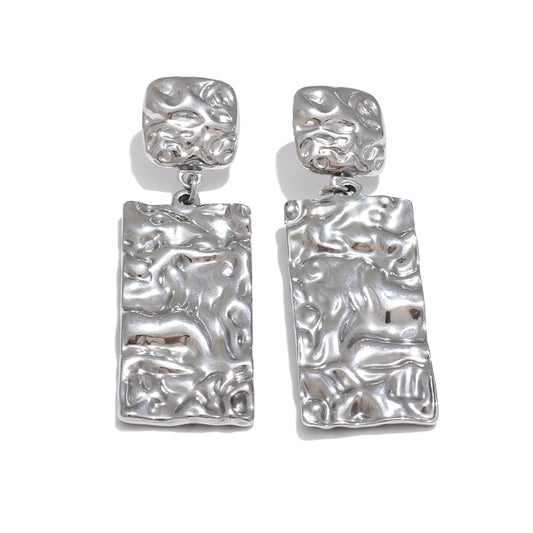 Hammer rectangle dangle drop earrings - product image