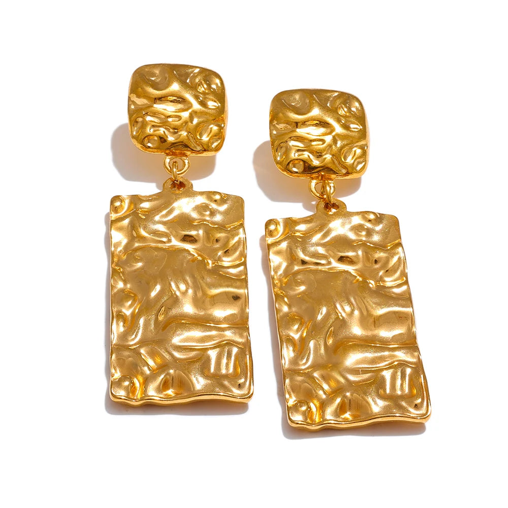 Hammer rectangle dangle drop earrings - product image