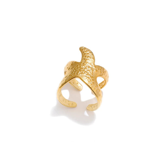 Hammered starfish open minimalist ring - product image