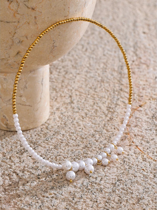 Handmade beads chain drop necklace - product image