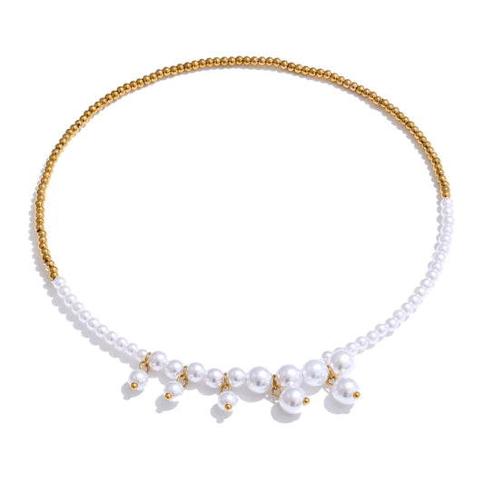 Handmade beads chain drop necklace - product image
