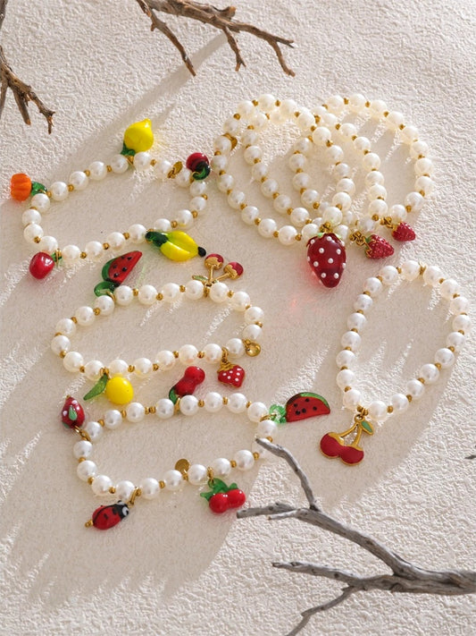 Handmade beads simulated pearl fruit drop bracelet - product image