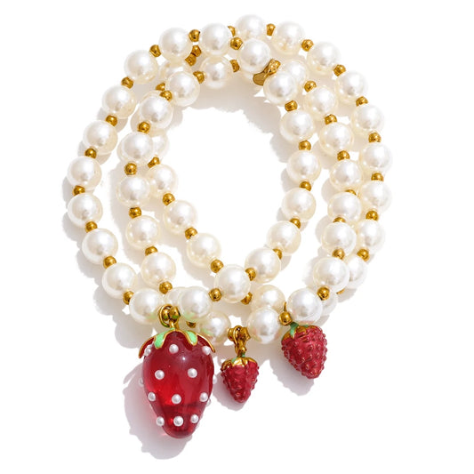 Handmade beads simulated pearl fruit drop bracelet - product image