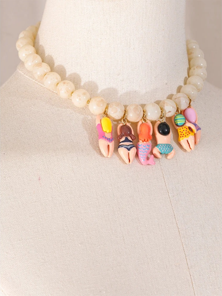 Handmade glass imitation stone beads pendant - product image