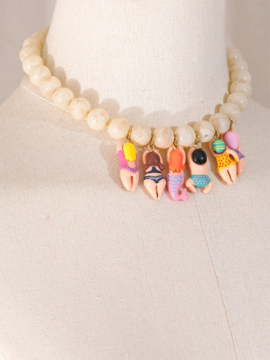 Handmade glass imitation stone beads pendant - product image