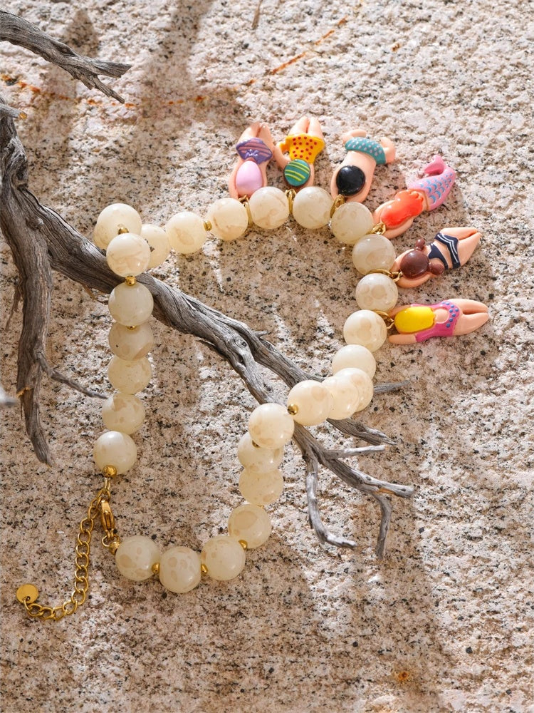 Handmade glass imitation stone beads pendant - product image
