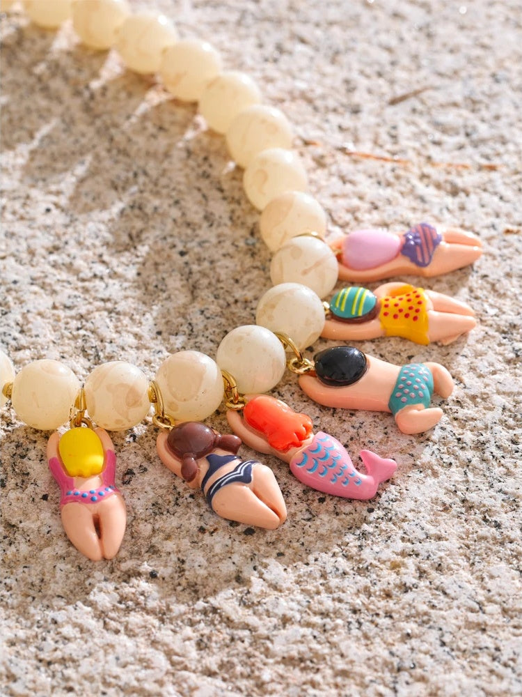 Handmade glass imitation stone beads pendant - product image