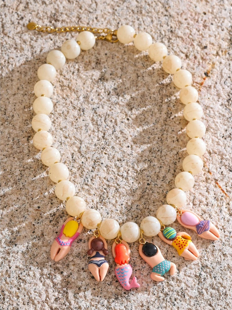 Handmade glass imitation stone beads pendant - product image