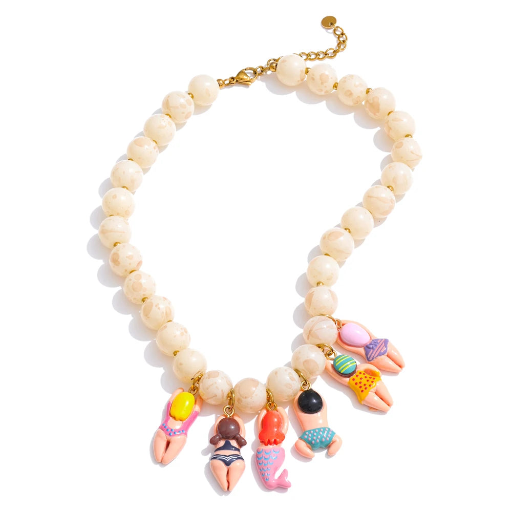 Handmade glass imitation stone beads pendant - product image