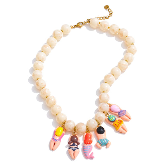 Handmade glass imitation stone beads pendant - product image