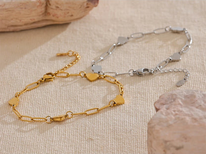 Handmade heart link chain daily charm bracelet - product image