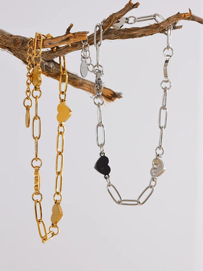 Handmade heart link chain daily charm bracelet - product image
