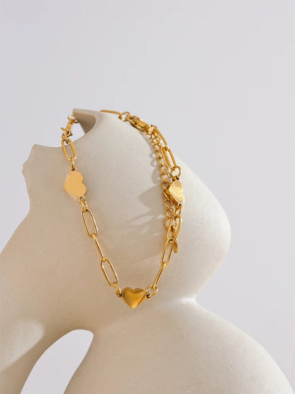 Handmade heart link chain daily charm bracelet - product image