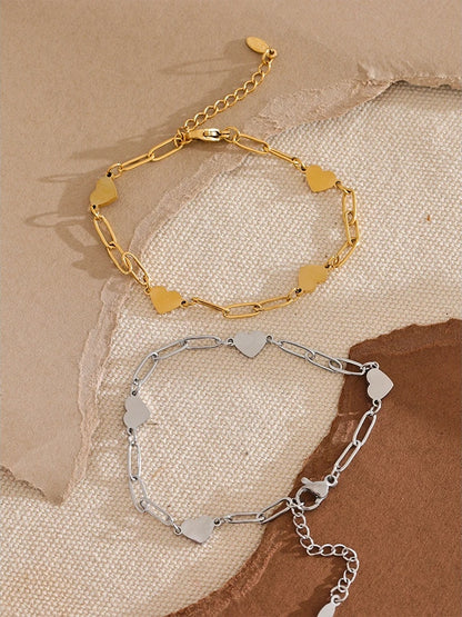 Handmade heart link chain daily charm bracelet - product image
