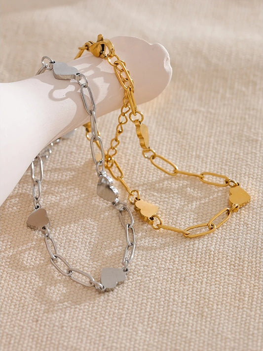Handmade heart link chain daily charm bracelet - product image