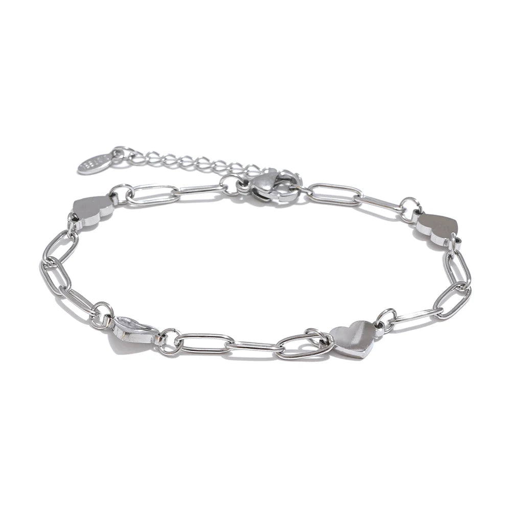 Handmade heart link chain daily charm bracelet - product image