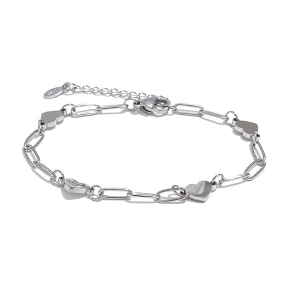 Handmade heart link chain daily charm bracelet - product image