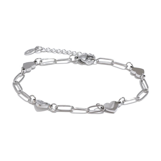 Handmade heart link chain daily charm bracelet - product image