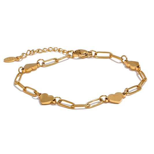 Handmade heart link chain daily charm bracelet - product image
