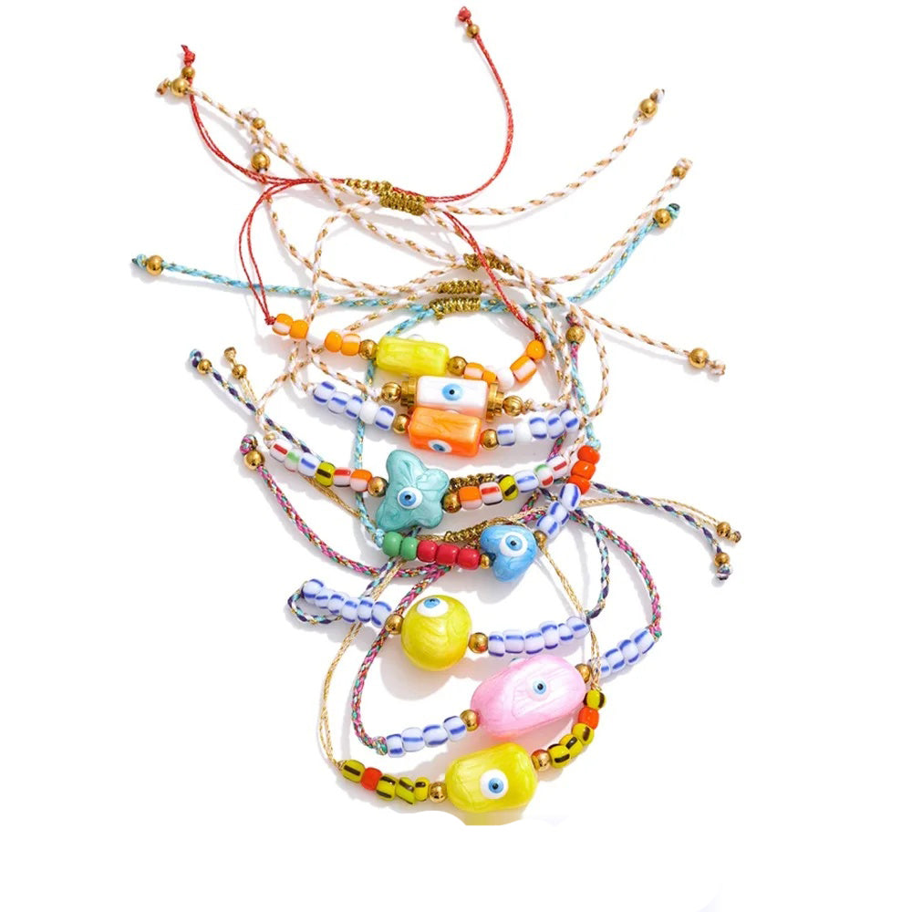 Handmade rope braided beads ceramic charm bracelet - product image