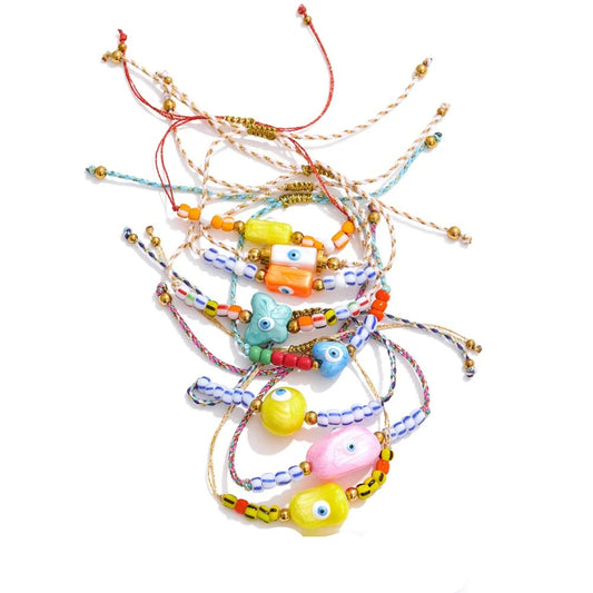 Handmade rope braided beads ceramic charm bracelet - product image