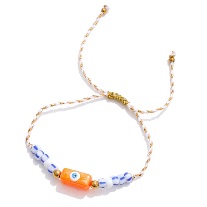 Handmade rope braided beads ceramic charm bracelet - product image