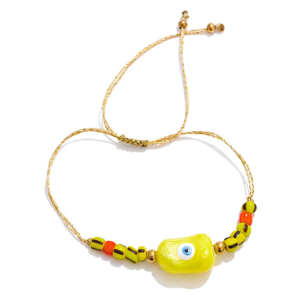 Handmade rope braided beads ceramic charm bracelet - product image