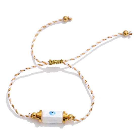Handmade rope braided beads ceramic charm bracelet - product image