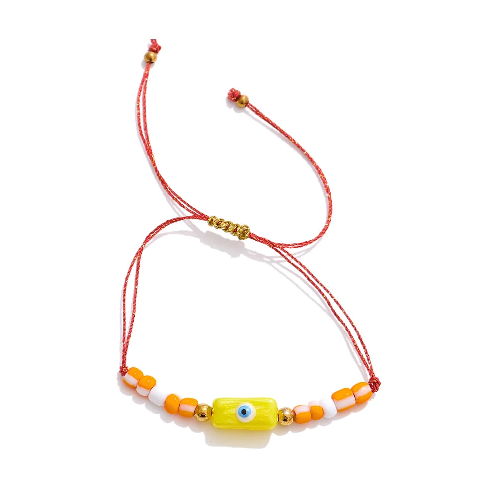 Handmade rope braided beads ceramic charm bracelet - product image
