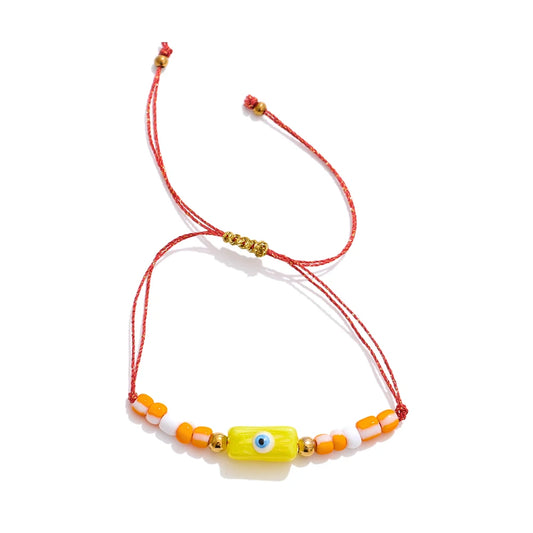 Handmade rope braided beads ceramic charm bracelet - product image
