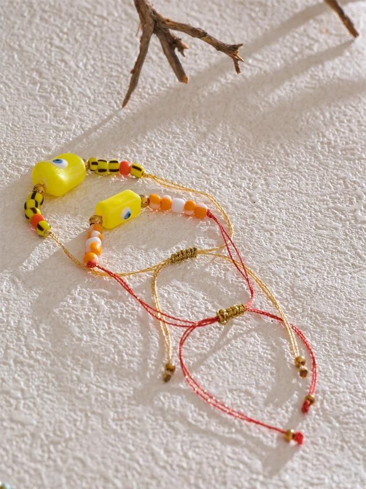 Handmade rope braided beads ceramic charm bracelet - product image