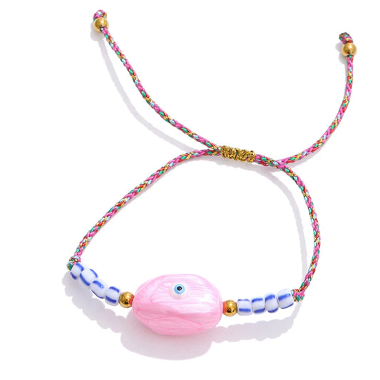 Handmade rope braided beads ceramic charm bracelet - product image