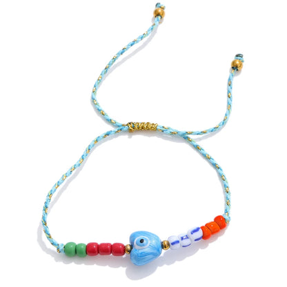 Handmade rope braided beads ceramic charm bracelet - product image