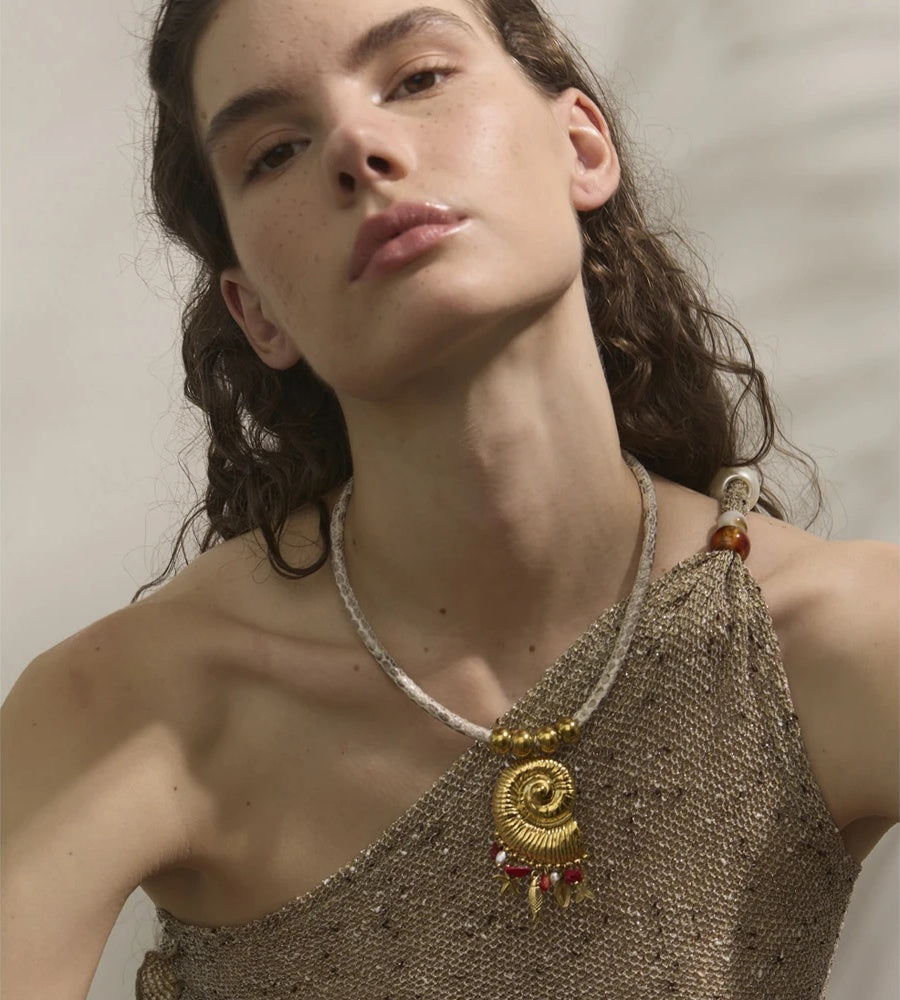Handmade shell starfish fish pearl pendant necklace - product image