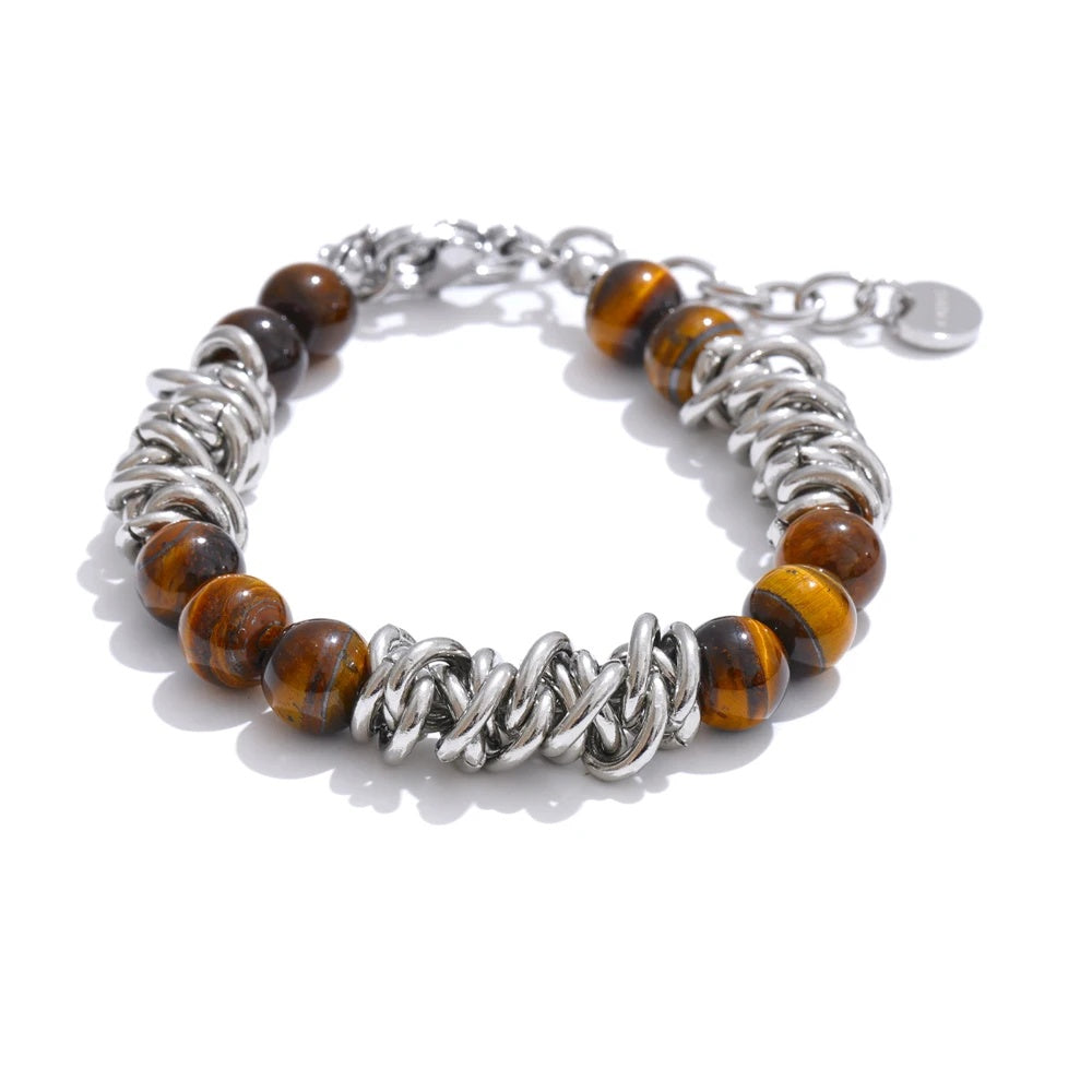 Handmade tiger stone chain men bracelet - product image