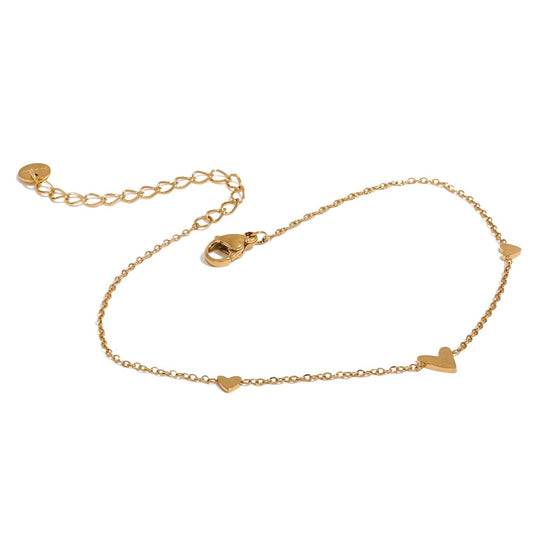 Heart chain anklet gold silver color summer jewelry - product image