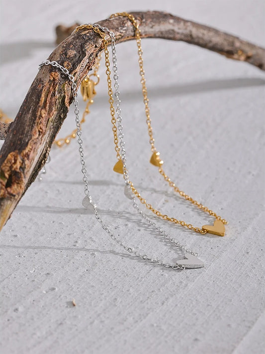 Heart chain anklet gold silver color summer jewelry - product image
