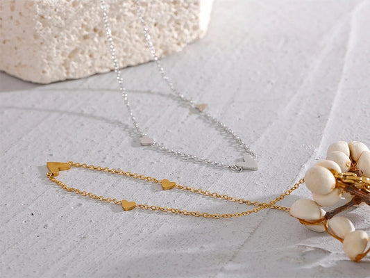 Heart chain anklet gold silver color summer jewelry - product image