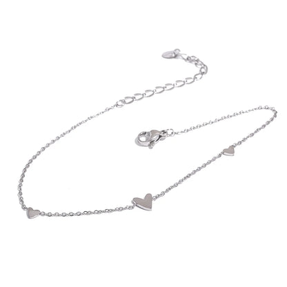 Heart chain anklet gold silver color summer jewelry - product image