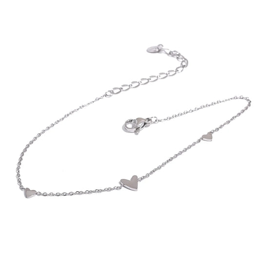 Heart chain anklet gold silver color summer jewelry - product image